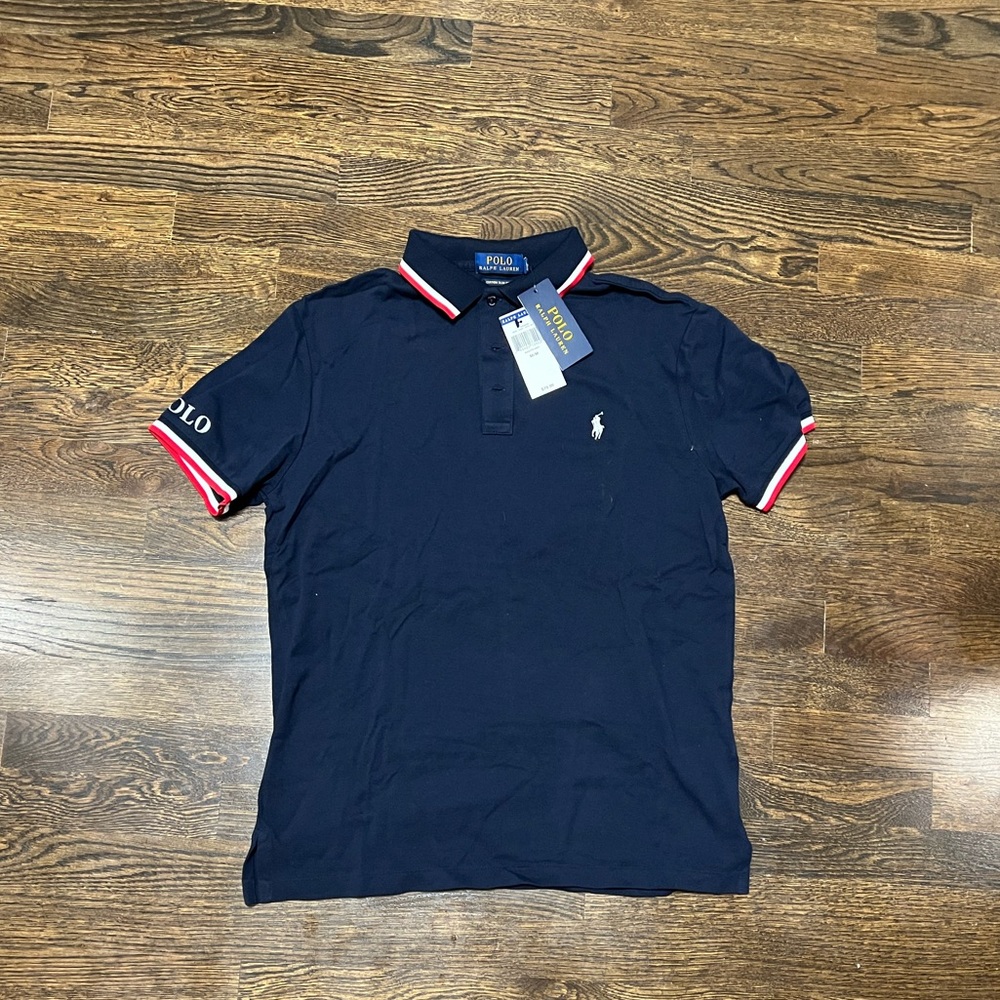 Navy Short Sleeve Knit Polo Slim Fit
